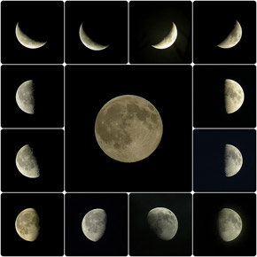 Mosaic of the phases of the moon