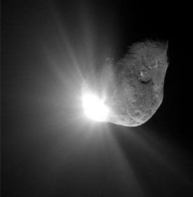 Comet Tempel 1 after it collided with Deep Impact